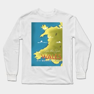 Wales map travel poster Long Sleeve T-Shirt